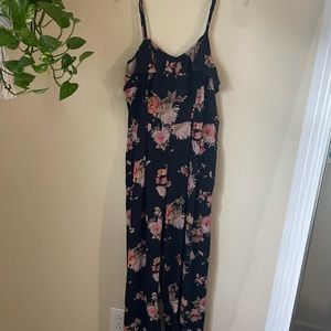 Floral Navy Long Jumpsuit